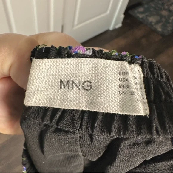 Mango Matching Set! XS/S Maxi Skirt + Blouse- Black Tiered- Purple Floral Print - Picture 12 of 14